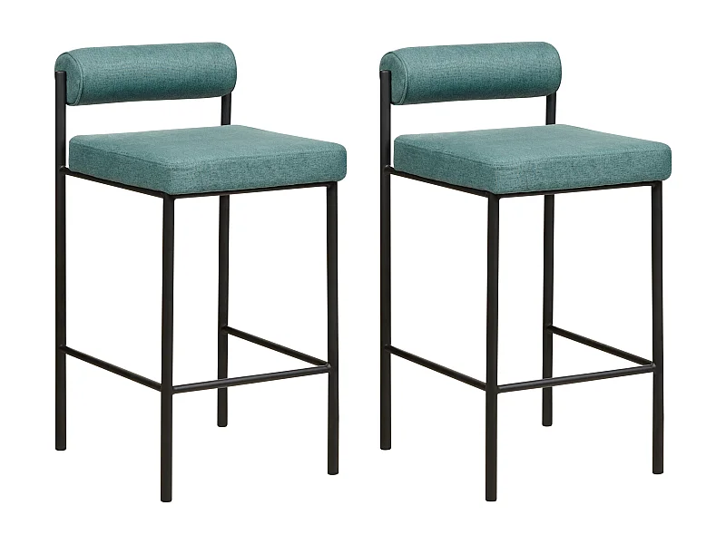 Lot de 2 chaises de bar AMAYA Bleu paon