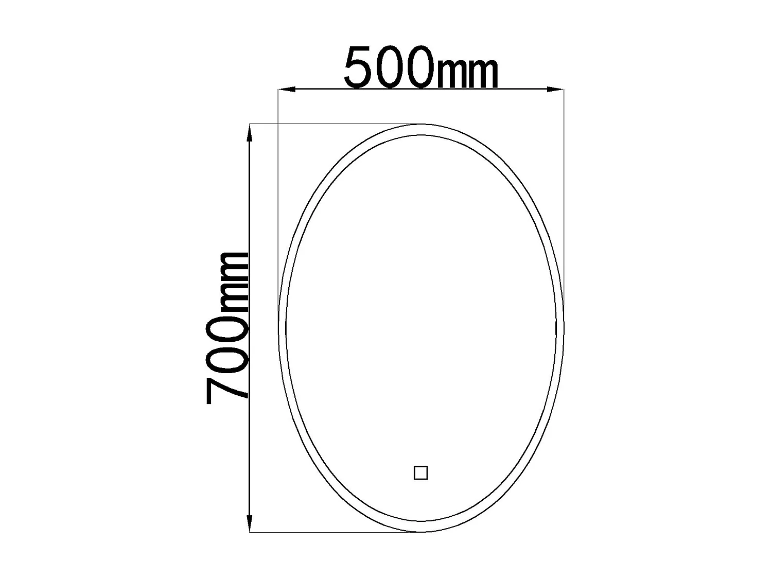 LuxuryBain- Miroir de salle de bain LED 50x70cm ovale à intensité variable et interrupteur tactile. LB-228080-50-70