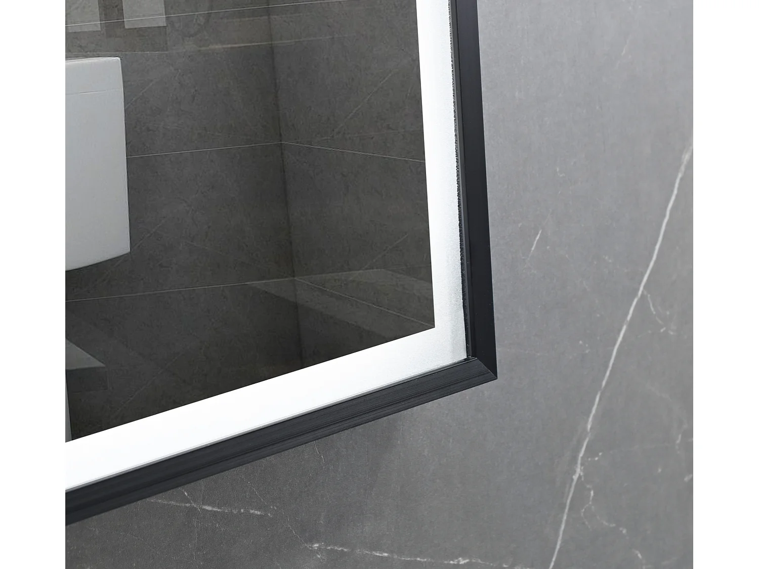 LuxuryBain- Miroir de salle de bain LED avec cadre en aluminium noir - 130x60cm LB-126080