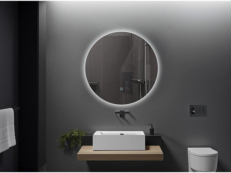 LuxuryBain- Miroir de salle de bain LED rond à luminosité variable - 80x80cm rond LB-316080