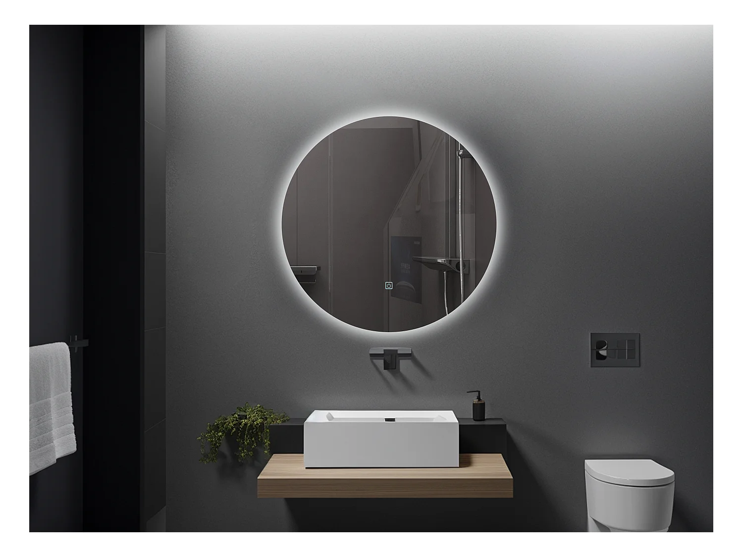 LuxuryBain- Miroir de salle de bain LED rond à luminosité variable - 80x80cm rond LB-316080