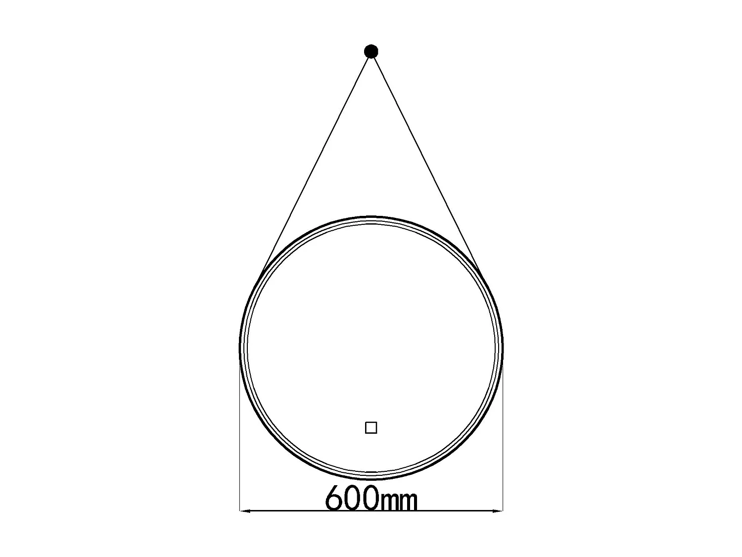 LuxuryBain- Miroir de salle de bain LED 60x60cm rond à luminosité variable suspendu noir- LB-356060B-60-60