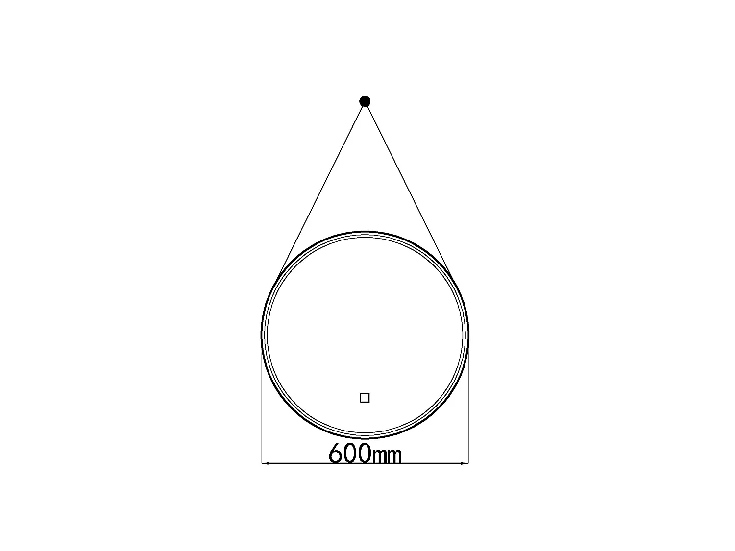 LuxuryBain- Miroir de salle de bain LED 60x60cm rond à luminosité variable suspendu noir- LB-356060B-60-60