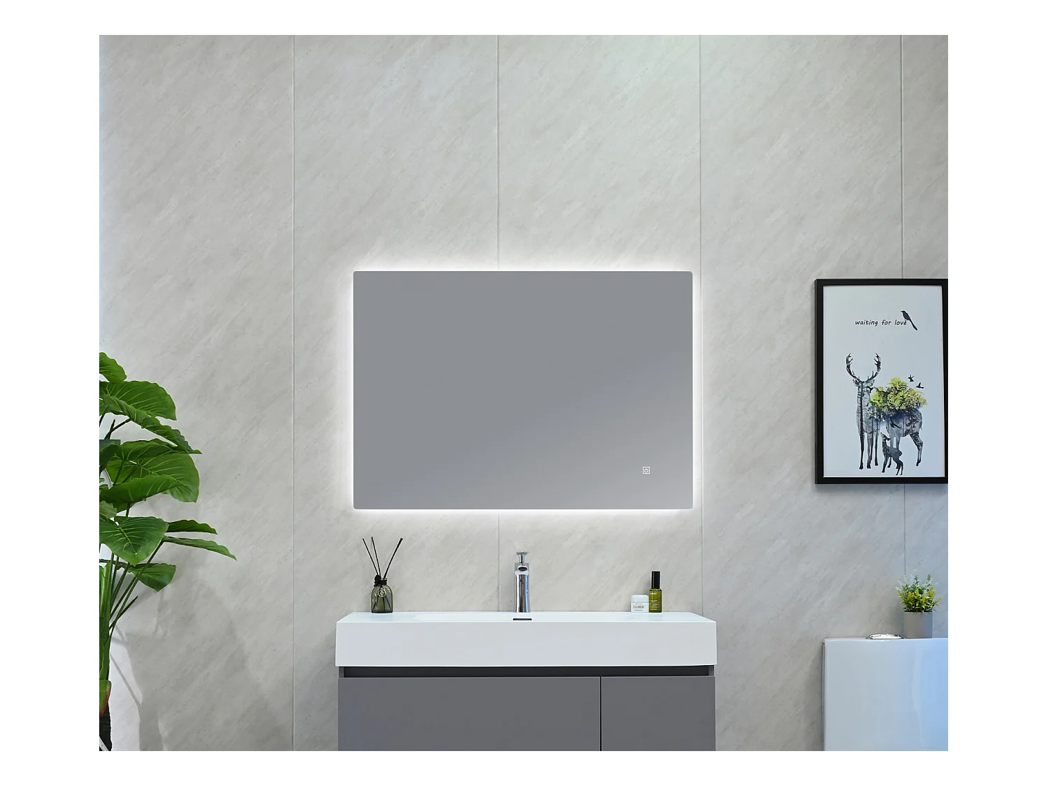 LuxuryBain- Miroir de salle de bain LED 130x60cm à luminosité variable LB-85070-130-60
