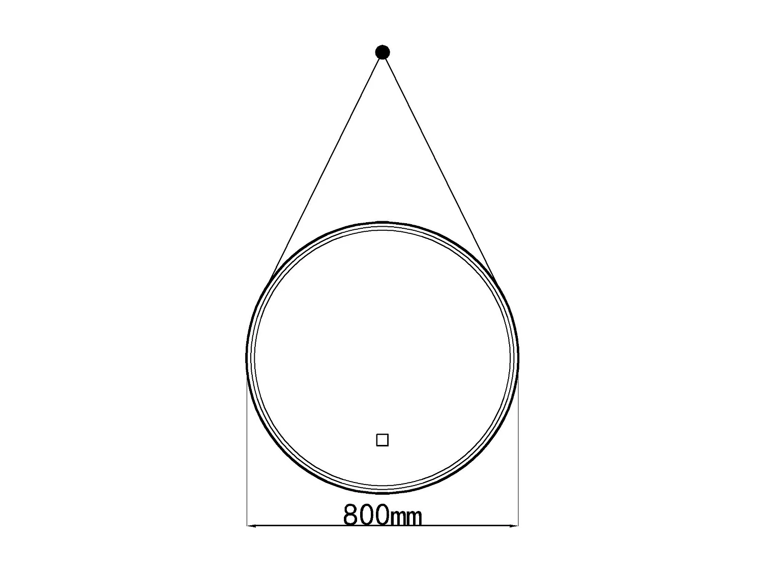 LuxuryBain- Miroir de salle de bain LED 80x80cm rond à luminosité variable suspendu noir LB-356060B-80-80