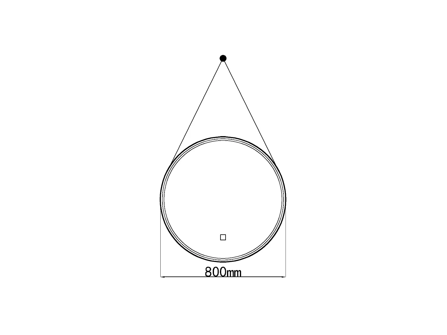 LuxuryBain- Miroir de salle de bain LED 80x80cm rond à luminosité variable suspendu noir LB-356060B-80-80