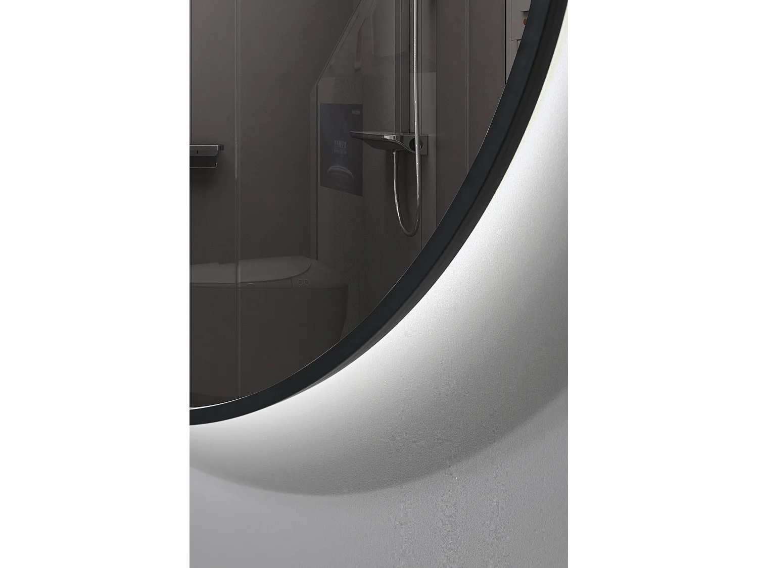 LuxuryBain- Miroir de salle de bain LED 80x80cm avec cardre en aluminium noir LB-338080-80-80