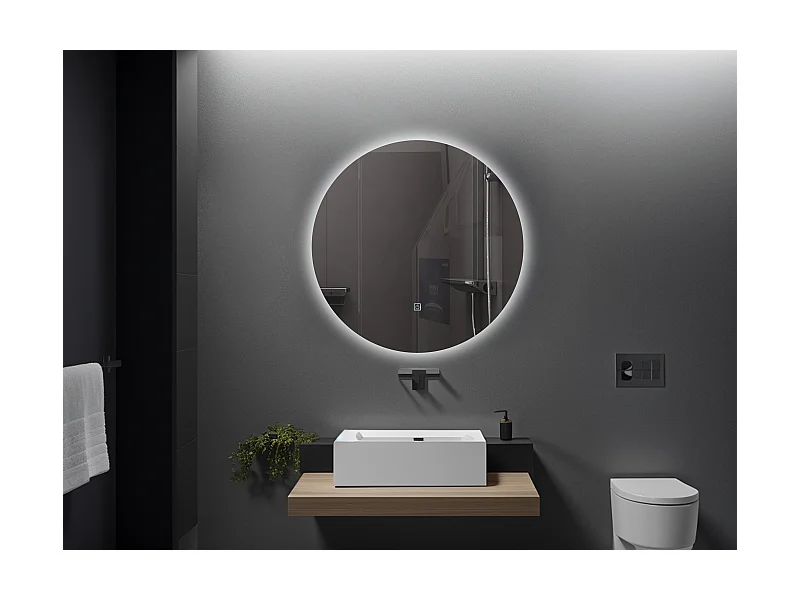LuxuryBain- Miroir de salle de bain LED 60x60cm rond à luminosité variable-  LB-316080