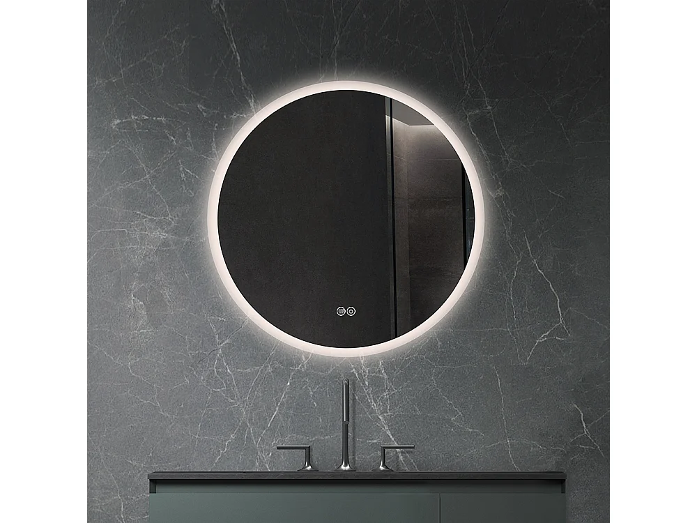 LuxuryBain LED Badkamerspiegel 80x80cm Rond met Dimbare Verlichting en Touch Schakelaar
