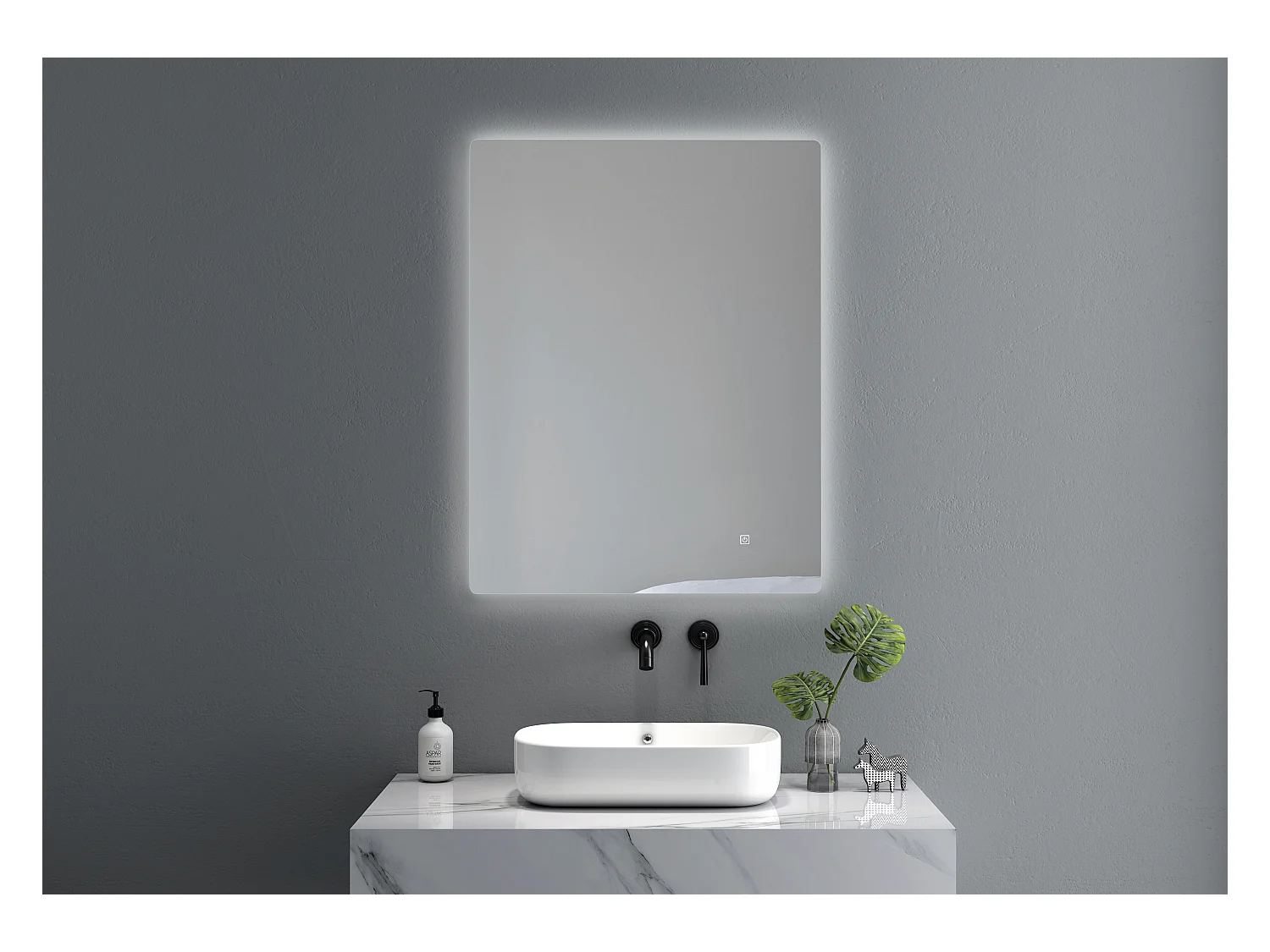 LuxuryBain- Miroir de salle de bain LED 60x80cm à luminosité variable- LB-85070-60-80