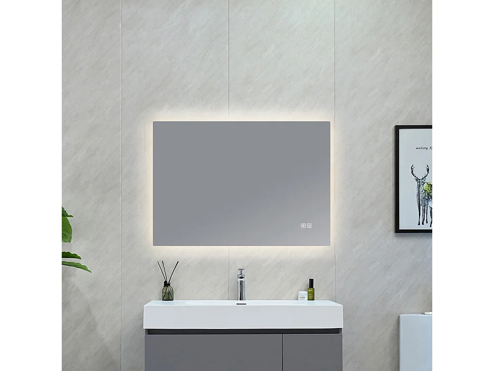 LuxuryBain- Miroir Salle de Bain LED anti buée et LED 3 couleurs à luminosité Variable 90x60cm LB-85070-90-60