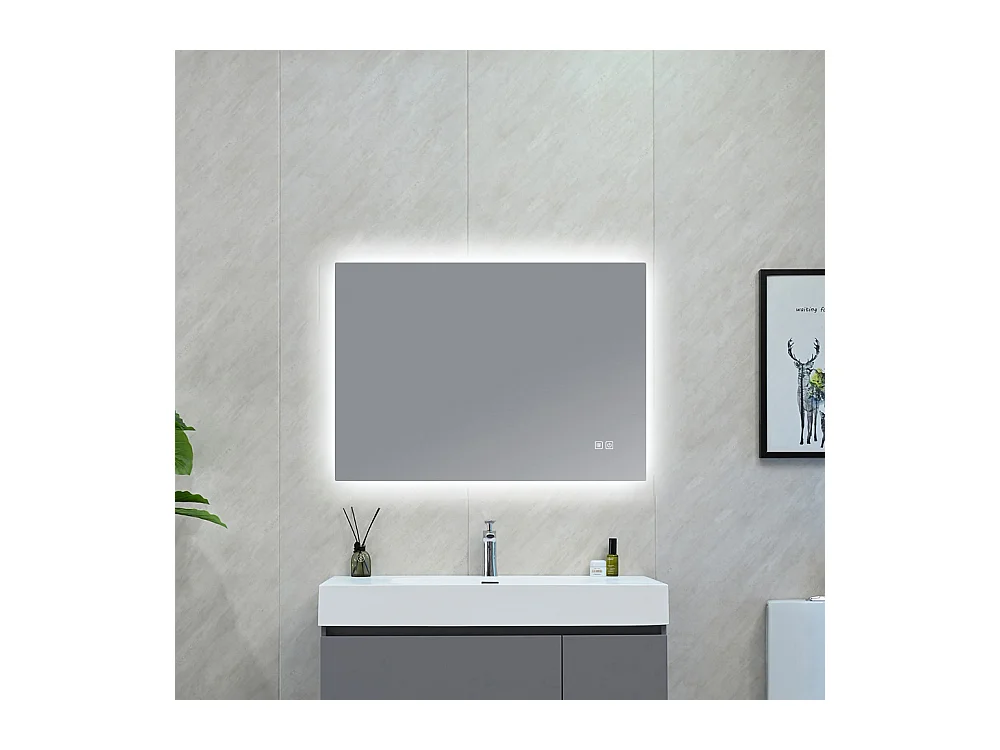 LuxuryBain- Miroir Salle de Bain LED anti buée et LED 3 couleurs à luminosité Variable 90x60cm LB-85070-90-60