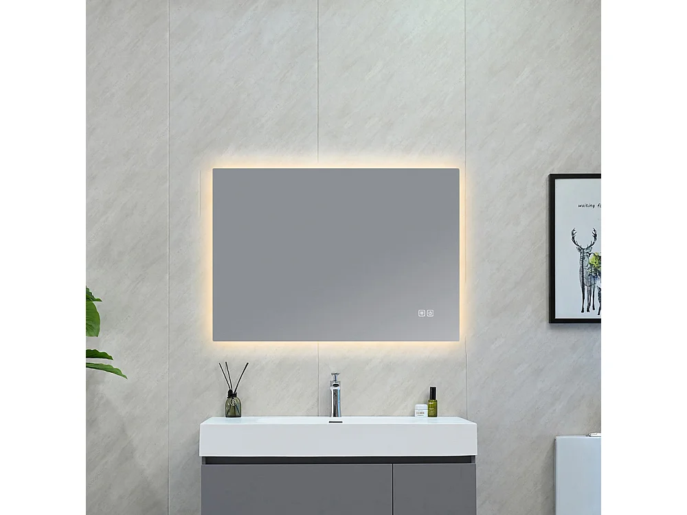 LuxuryBain- Miroir Salle de Bain LED anti buée et LED 3 couleurs à luminosité Variable 90x60cm LB-85070-90-60