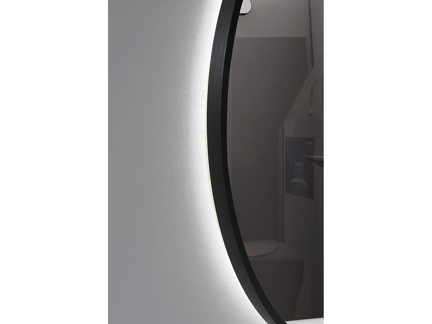 LuxuryBain- Miroir de salle de bain LED 60x60cm rond avec cadre en aluminium noir LB-338080-60-60