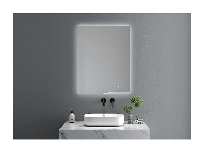 LuxuryBain- Miroir de salle de bain LED 50x70cm à luminosité variable- LB-85070-50-70