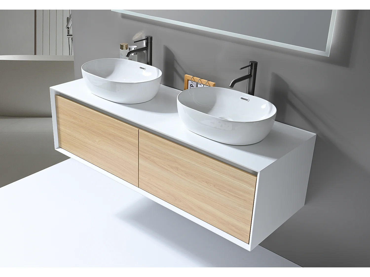 LuxuryBain- Grand Mitigeur, robinet de lavabo pour salle de bain réhaussé design et moderne (Gris brossé)