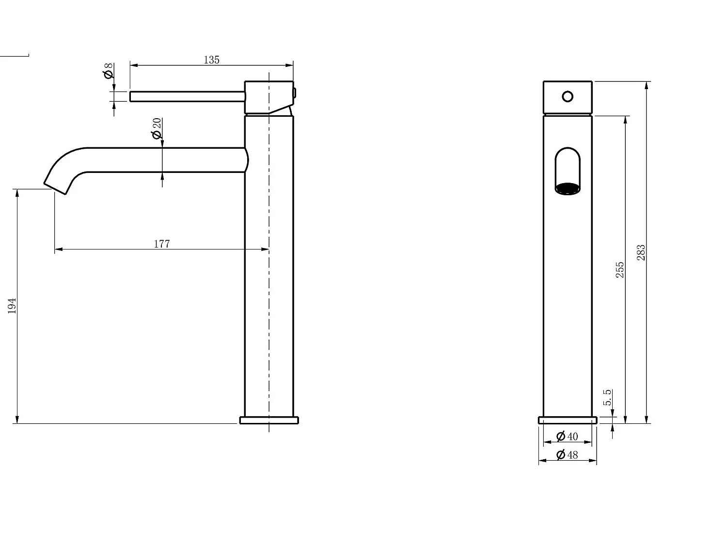 LuxuryBain- Grand Mitigeur, robinet de lavabo pour salle de bain réhaussé design et moderne (Gris brossé)