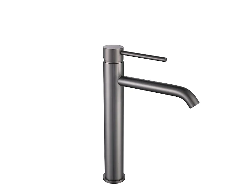 LuxuryBain- Grand Mitigeur, robinet de lavabo pour salle de bain réhaussé design et moderne (Gris brossé)