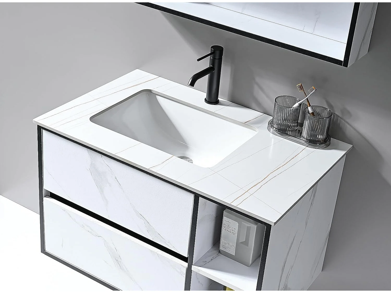 LuxuryBain- Mitigeur, robinet de lavabo pour salle de bain design et moderne (Noir)