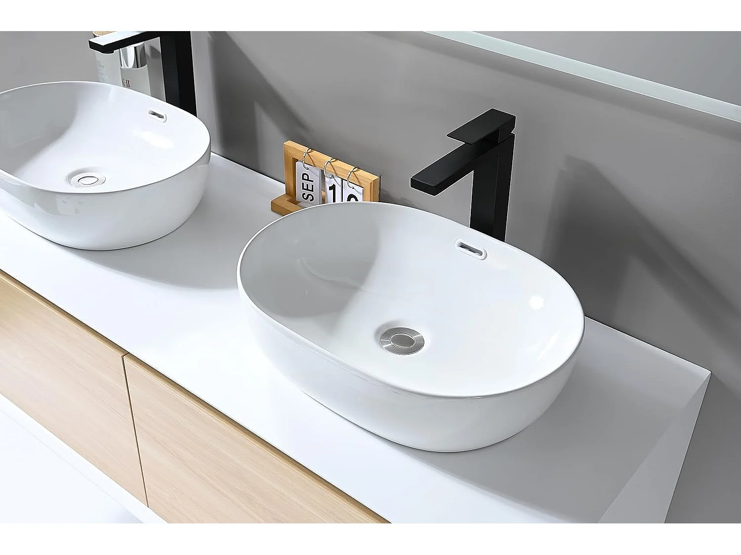 LuxuryBain- Grand mitigeur, robinet de lavabo pour salle de bain réhaussé carré (Noir)