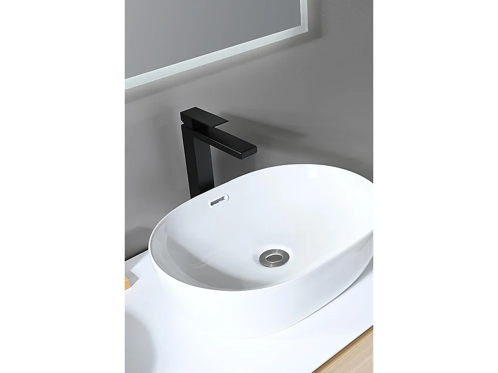 LuxuryBain- Grand mitigeur, robinet de lavabo pour salle de bain réhaussé carré (Noir)