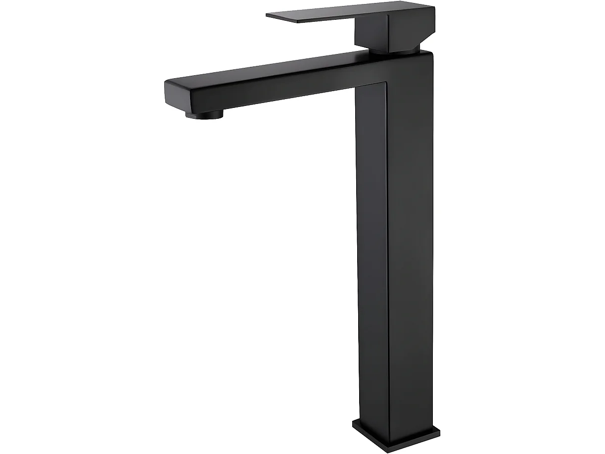 LuxuryBain- Grand mitigeur, robinet de lavabo pour salle de bain réhaussé carré (Noir)