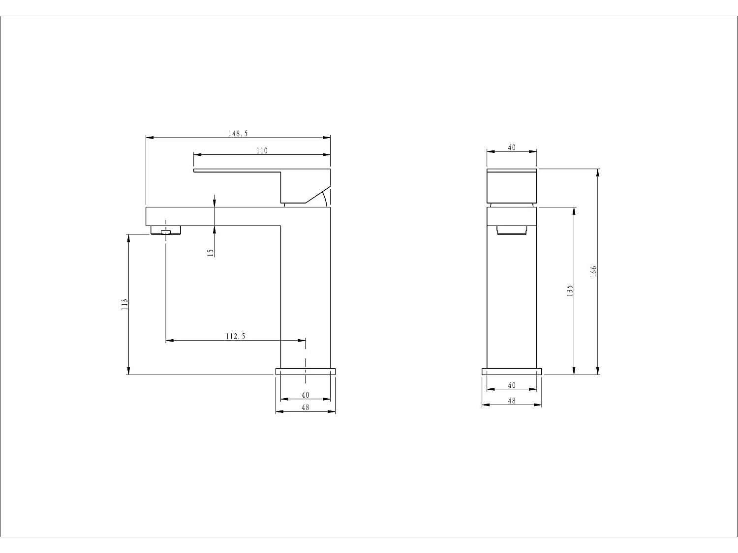 LuxuryBain- Robinet, mitigeur de lavabo pour salle de bain carré (Gris brossé)