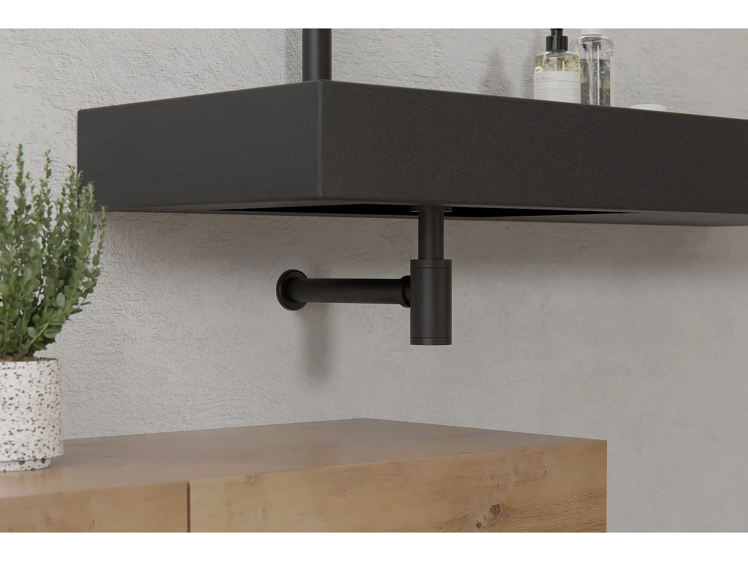 LuxuryBain - Siphon de lavabo design universel 1 1/4 x 32mm, siphon réglable, anti odeur (Noir)