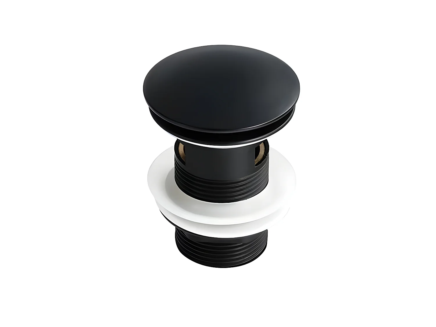 LuxuryBain- Bonde de lavabo, vasque, evier universelle noir avec trop plein, bonde Pop Up (push-up) Automatique