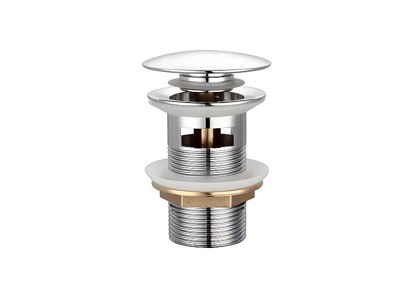 LuxuryBain- Bonde de lavabo, vasque, evier universelle chromée avec trop plein, bonde Pop Up (push-up) Automatique