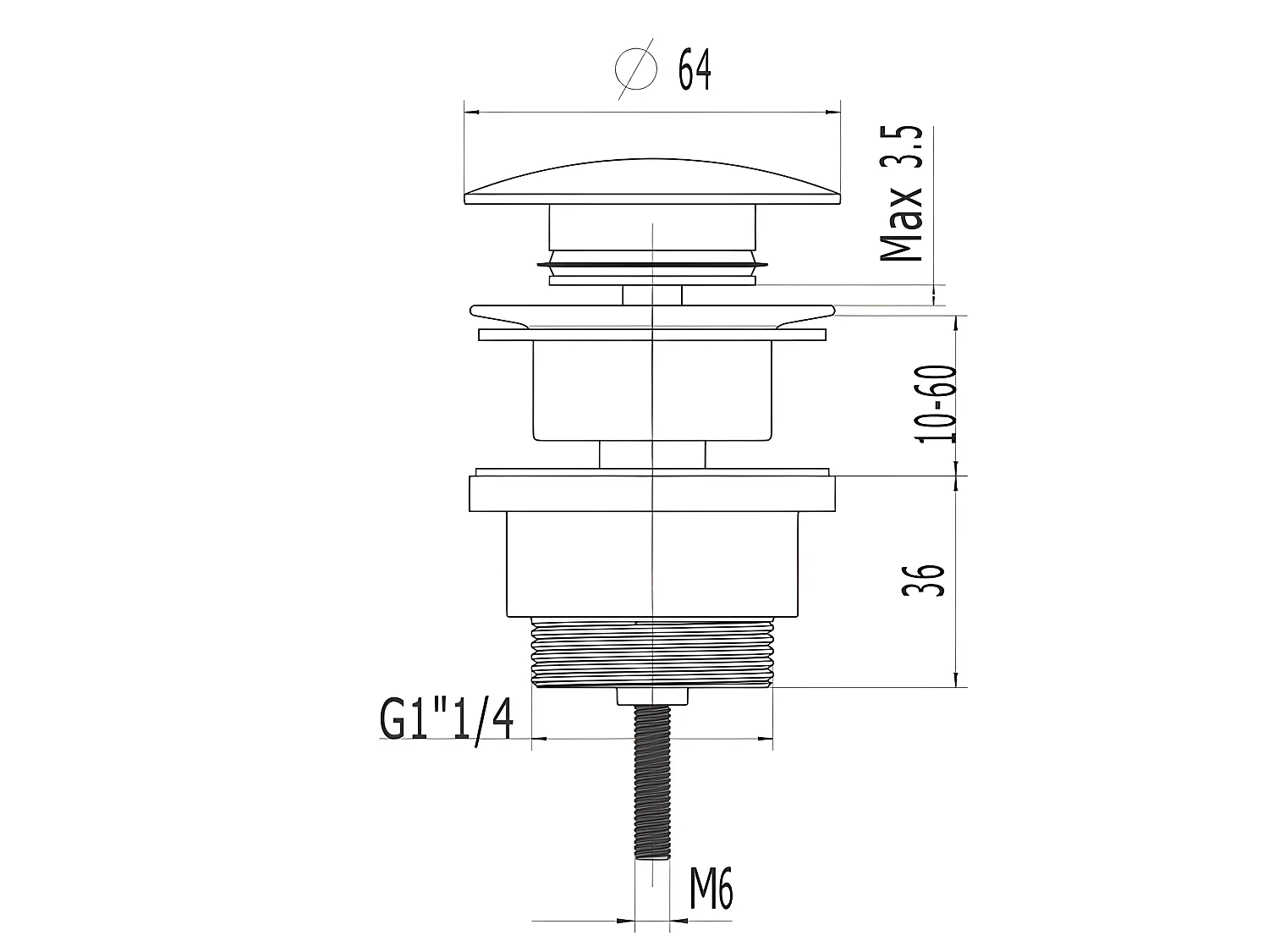 LuxuryBain- Bonde de lavabo, vasque, evier universelle chromée sans trop plein, bonde Pop Up (push-up) Automatique
