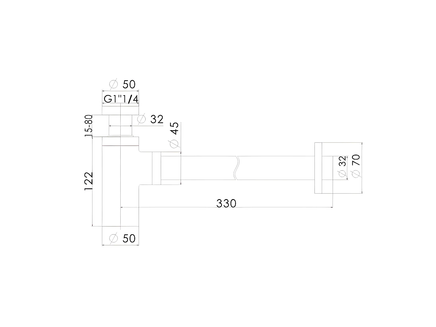 LuxuryBain - Siphon de lavabo design universel 1 1/4 x 32mm, siphon réglable, anti Odeur (Chrome)