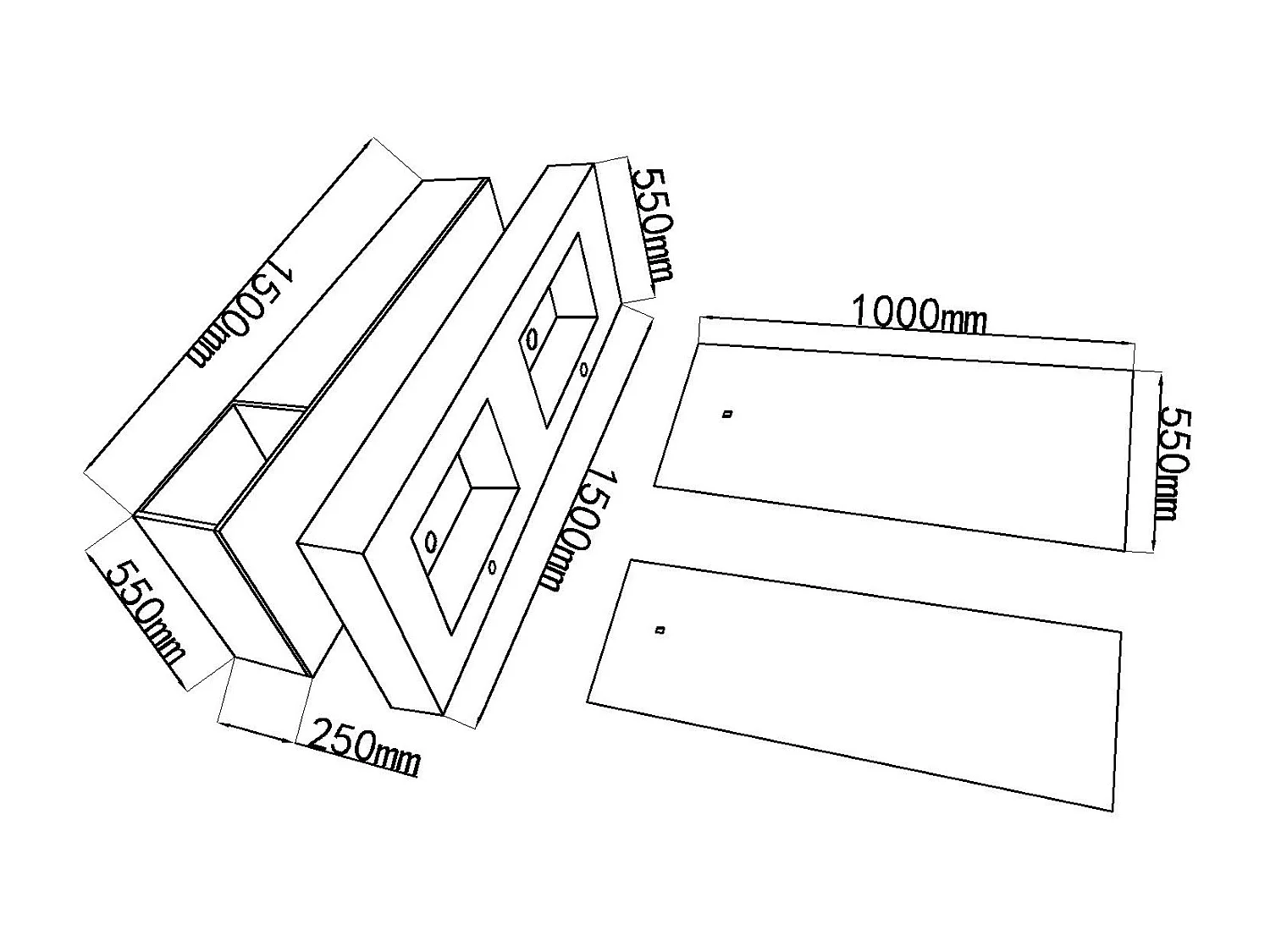 LuxuryBain- Meuble de salle de bain double vasque 150cm bois et noir avec miroir LED à luminosité variable LB-8470-150
