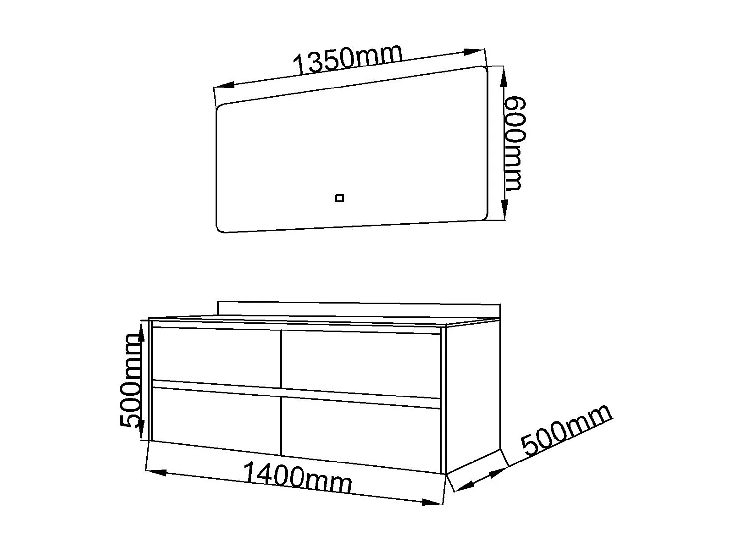 LuxuryBain- Meuble de salle de bain double vasque 140cm bois et blanc effet marbre avec miroir LED LB-8475