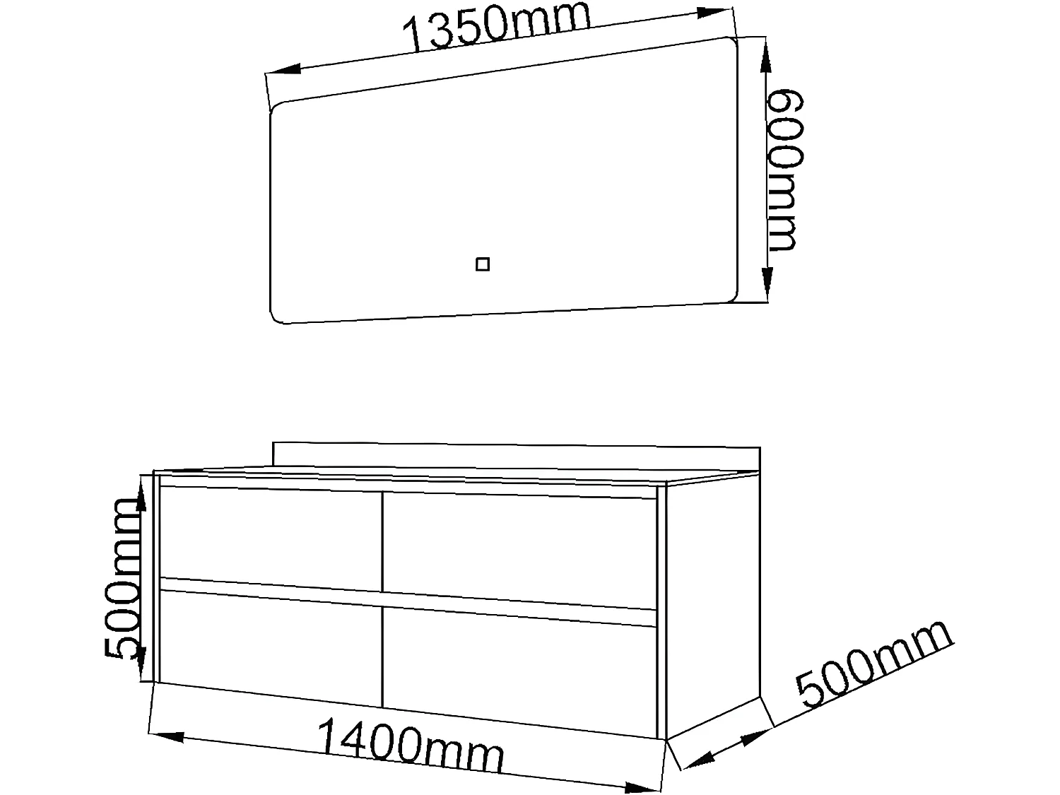 LuxuryBain- Meuble de salle de bain double vasque 140cm bois et blanc effet marbre avec miroir LED LB-8475
