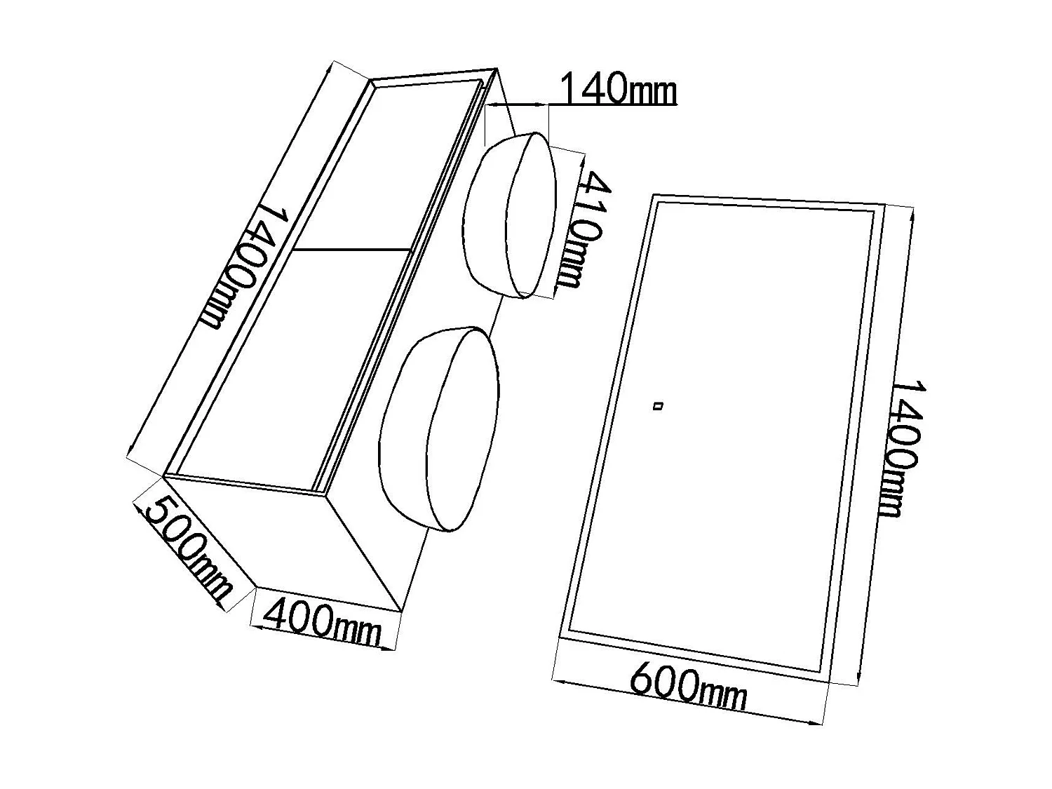 LuxuryBain- Meuble de salle de bain double vasque 140cm blanc et bois avec miroir LED à intensité variable LB-5072
