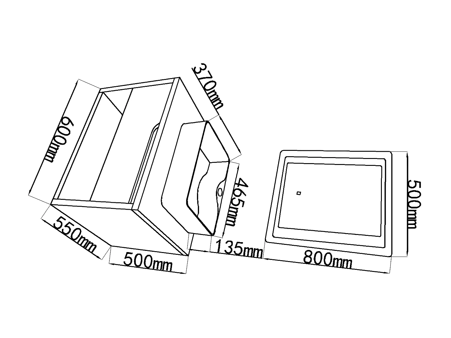 LuxuryBain- Meuble de salle de bain simple vasque 60cm bois et blanc avec miroir LED LB-8153-60