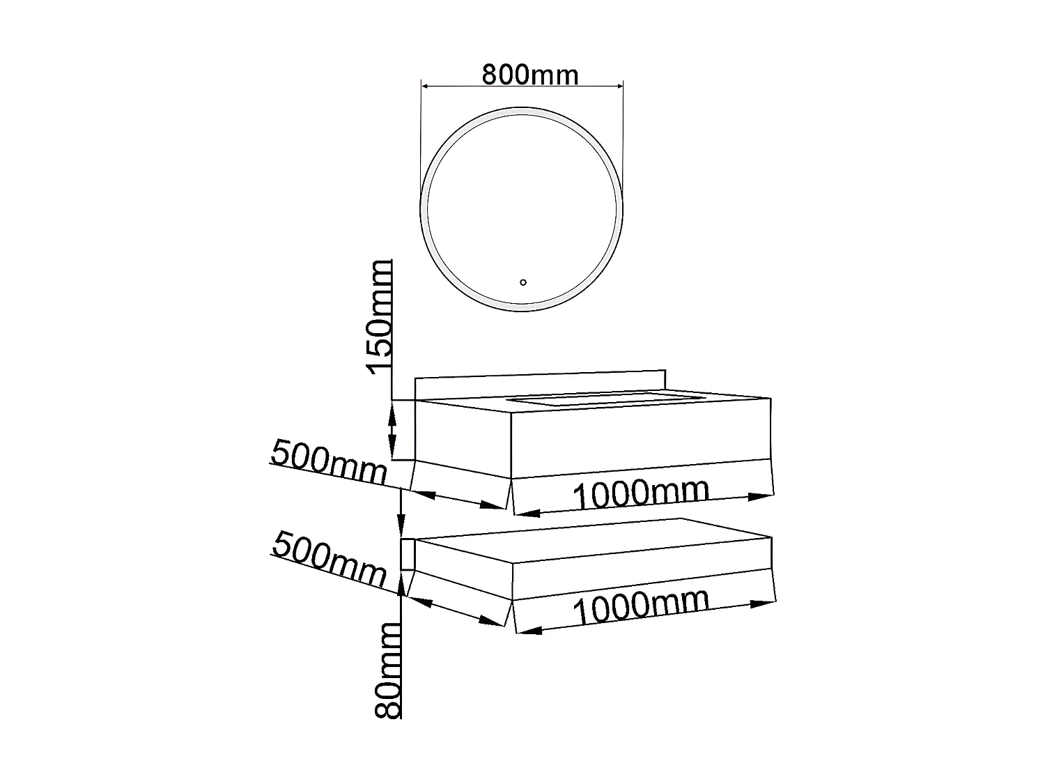 LuxuryBain- Meuble de salle de bain simple vasque 100cm effet marbre avec miroir LED LB-8399