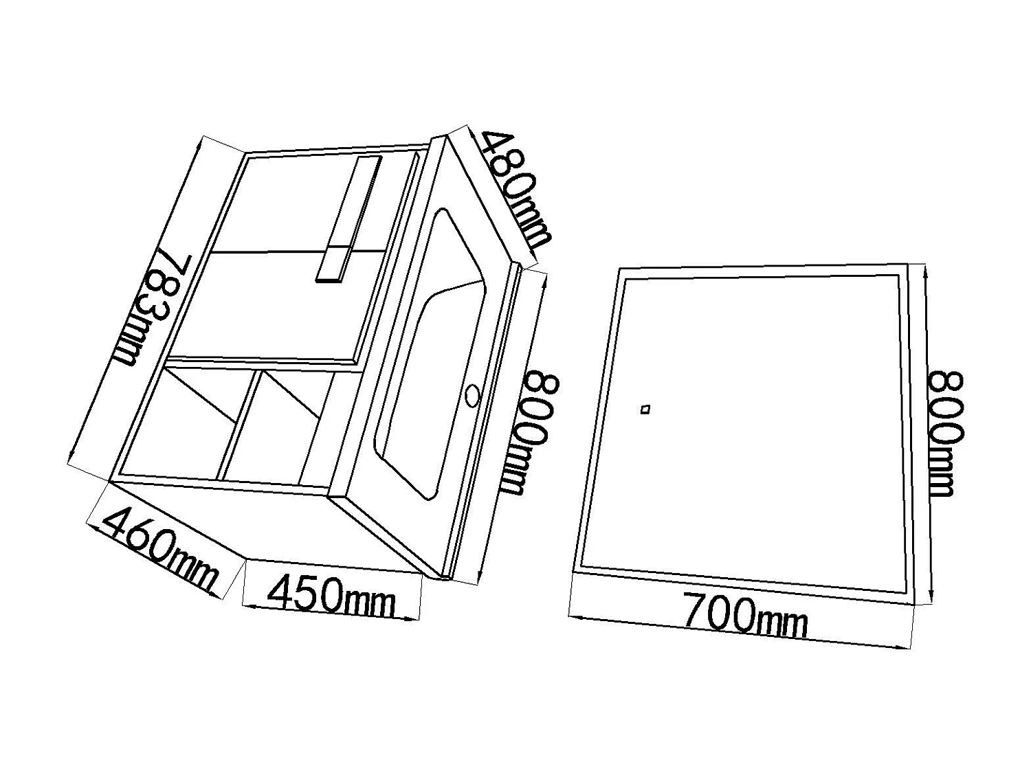 LuxuryBain- Meuble de salle de bain simple vasque 80cm bois et noir avec miroir LED LB-6969