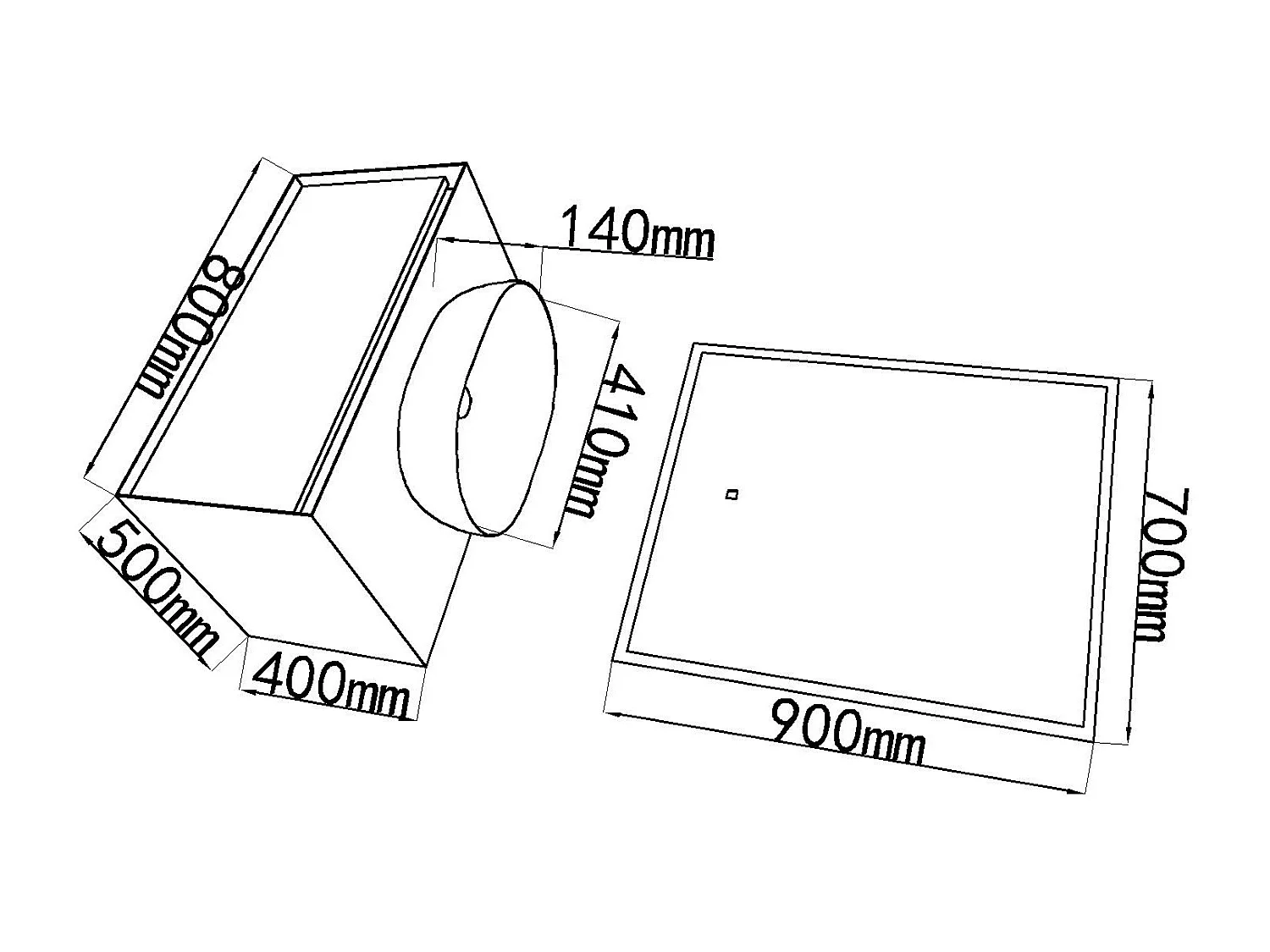 LuxuryBain- Meuble de salle de bain simple vasque 80cm blanc et bois avec miroir LED LB-5074
