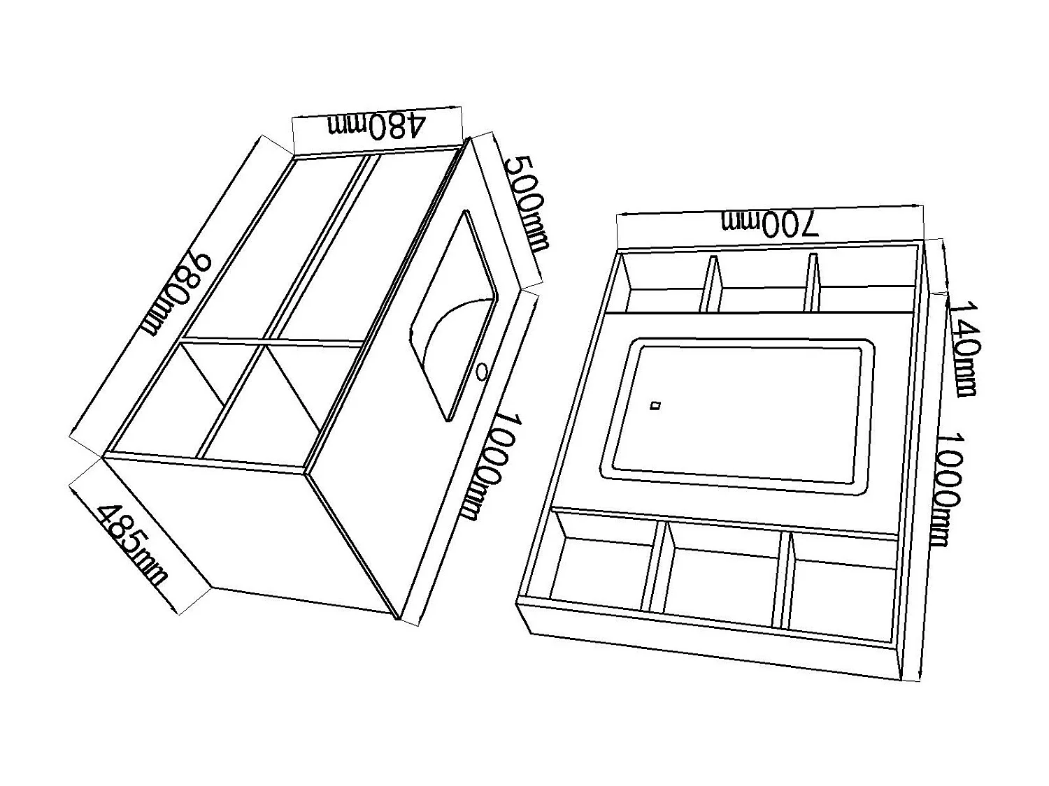 LuxuryBain- Meuble de salle de bain simple vasque 100cm blanc effet marbre et miroir LED avec colonne de rangement LB-6948