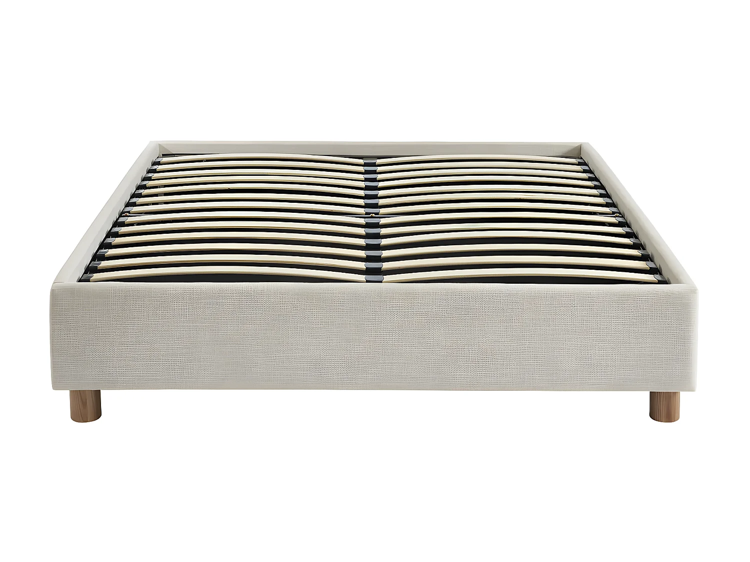 Millo - Lit coffre en tissu lin 140x190cm - Beige