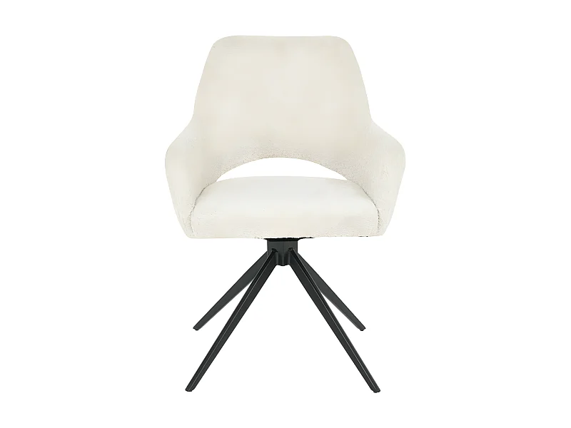 Ivar - Chaise de bureau en tissu bouclette et métal - Écru chiné