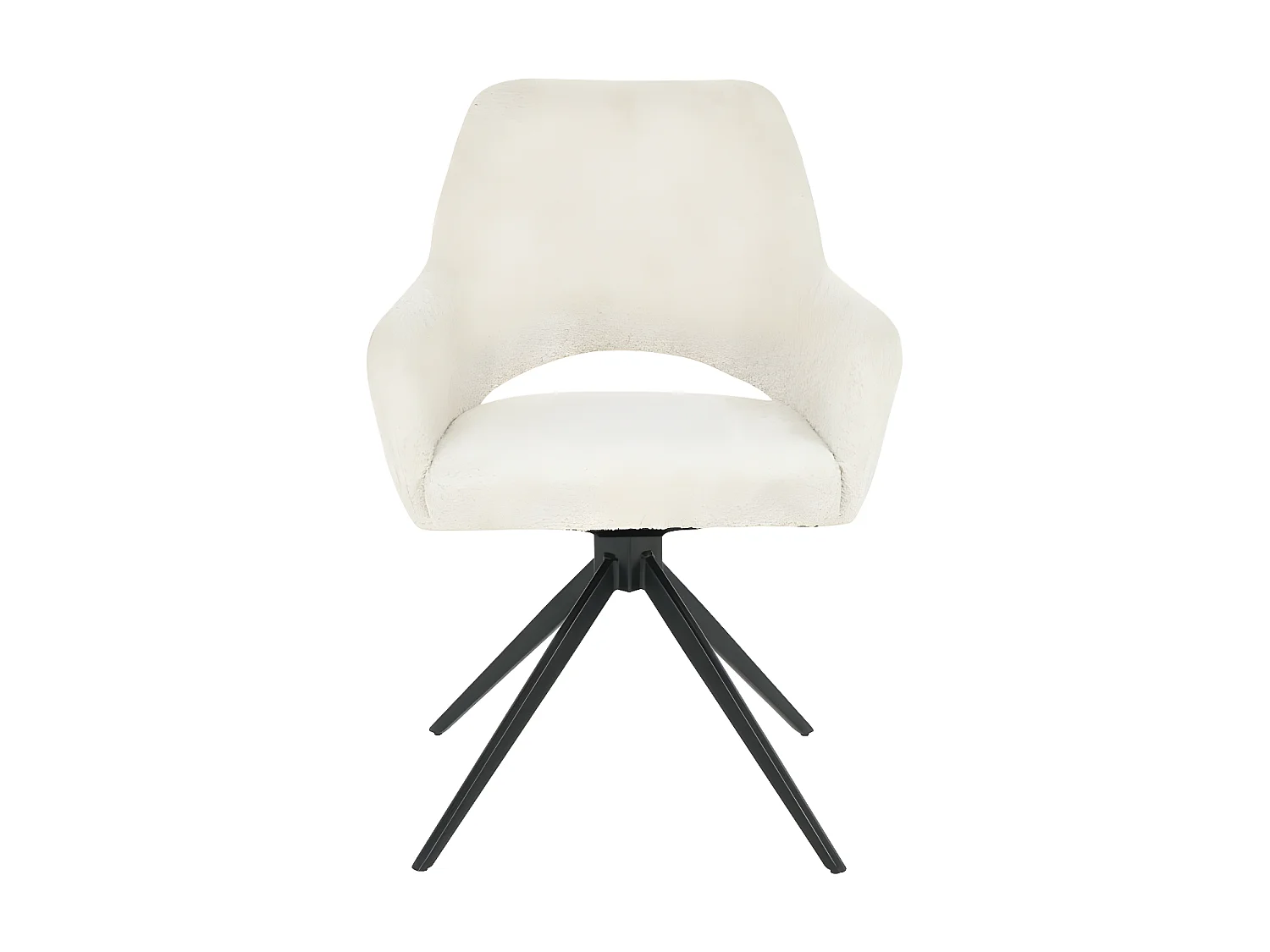 Ivar - Chaise de bureau en tissu bouclette et métal - Écru chiné