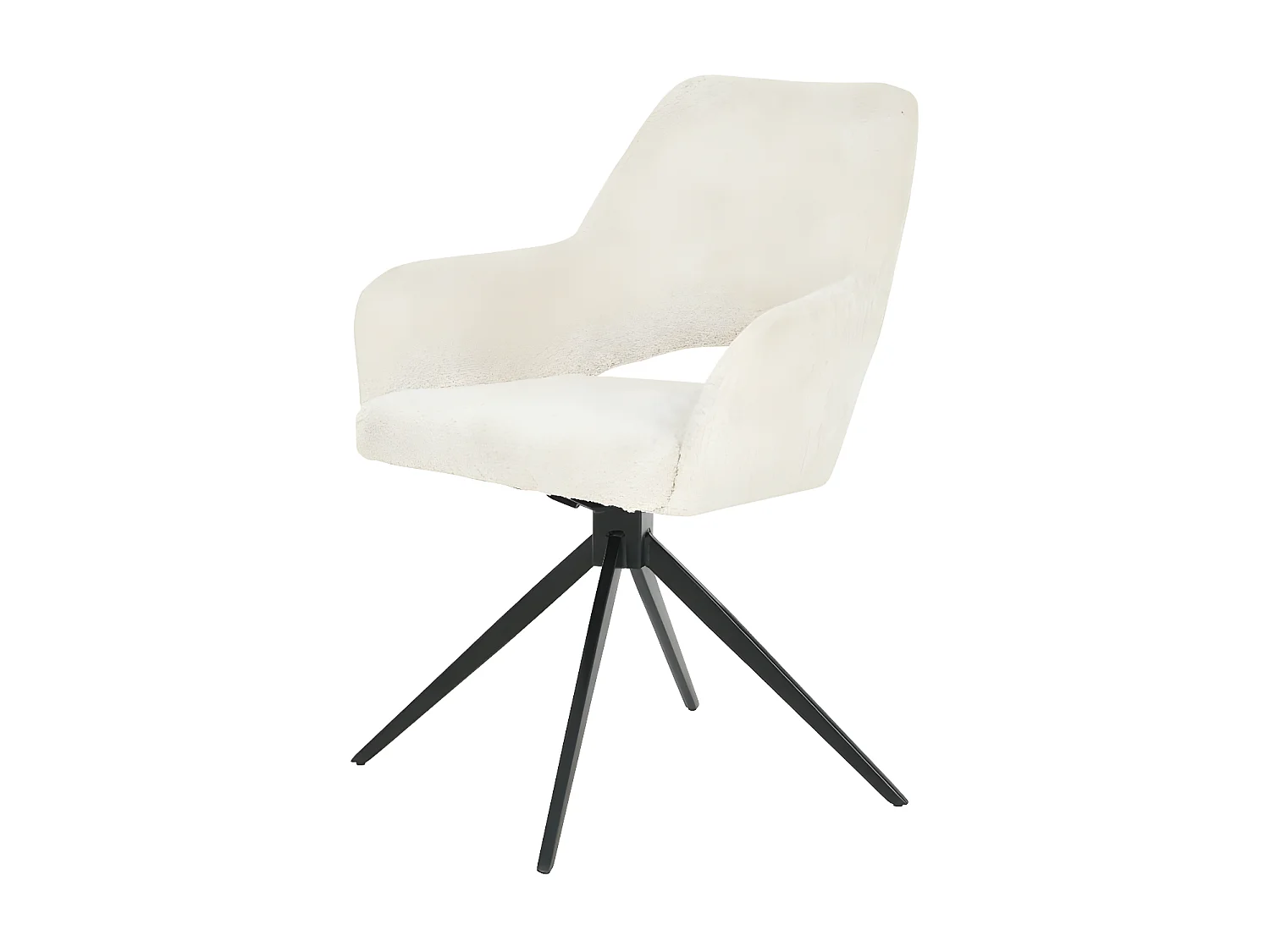 Ivar - Chaise de bureau en tissu bouclette et métal - Écru chiné