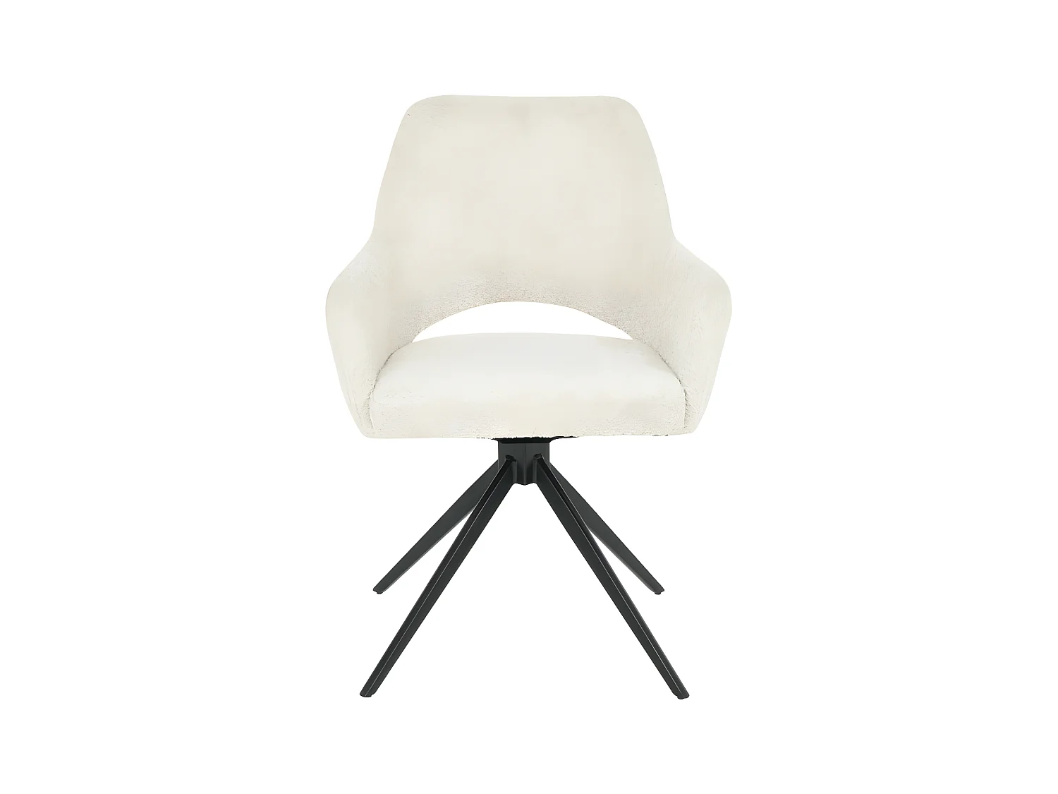 Ivar - Chaise de bureau en tissu bouclette et métal - Écru chiné