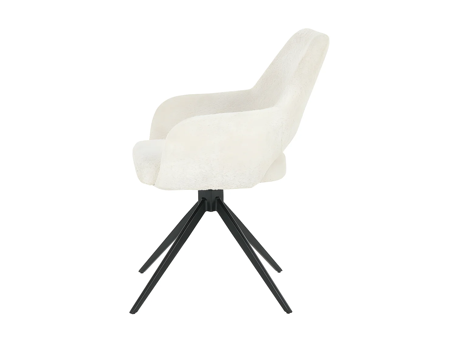 Ivar - Chaise de bureau en tissu bouclette et métal - Écru chiné