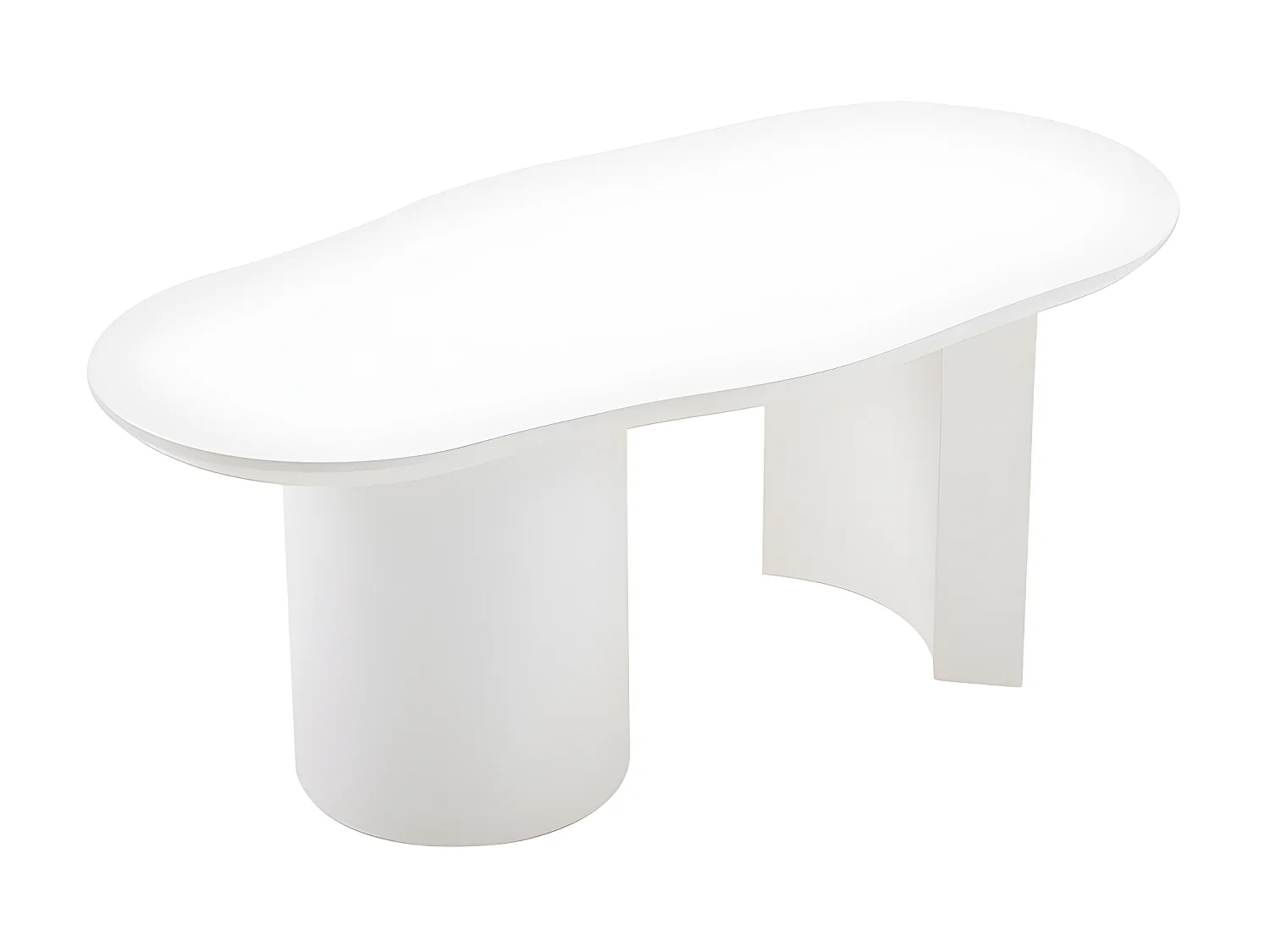 Couchtisch L 100 cm – mit unregelmäßiger und elegant geschwungener Platte – Weiß