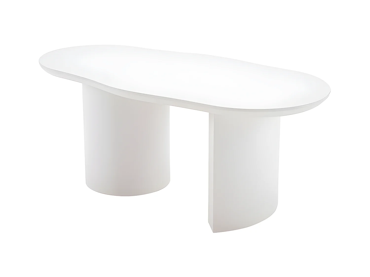 Mesa de centro L 100 cm - con tablero curvo irregular y elegante - Blanco