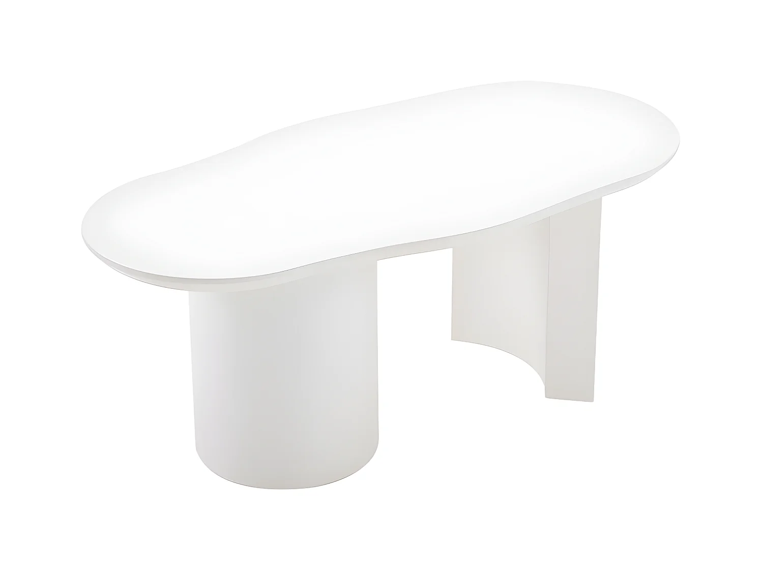Mesa de centro L 100 cm - con tablero curvo irregular y elegante - Blanco